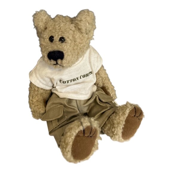 Geo Pals Cotton Corps Teddy Bear – 9” Plush – Khaki Pants & T-Shirt – Vintage 19 - Picture 1 of 5